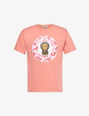 Shop A Bathing Ape Men's Pink X Pink Baby Milo Graphic-print Cotton-jersey T-shirt