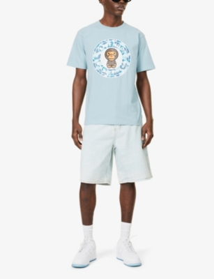 Shop A Bathing Ape Baby Milo Graphic-print Cotton-jersey T-shirt In Sax