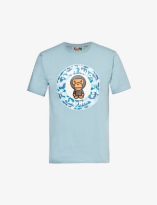 Shop A Bathing Ape Baby Milo Graphic-print Cotton-jersey T-shirt In Sax