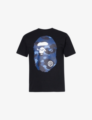 Shop A Bathing Ape Men's Black X Vy Ape Head Cotton-jersey T-shirt In Black X Navy