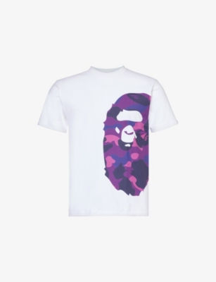 Shop A Bathing Ape Men's White X Purple Ape Head Cotton-jersey T-shirt