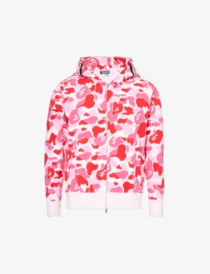 Shop A Bathing Ape Shark Camouflage-print Cotton-jersey Hoody In Pink