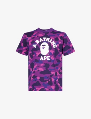 A Bathing Ape Mens Purple Camo Cotton-jersey T-shirt