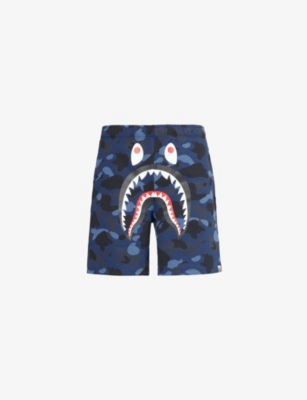 Shop A Bathing Ape Men's Vy Shark Cotton-jersey Shorts In Navy