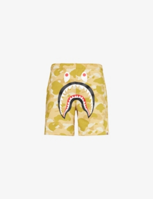 A BATHING APE: Shark cotton-jersey shorts