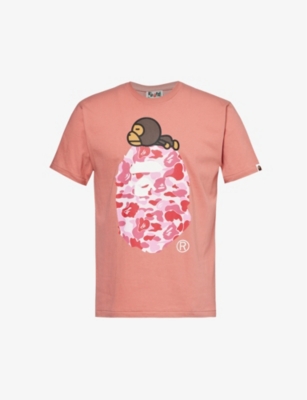 Shop A Bathing Ape Men's Pink X Pink Baby Milo Graphic-print Cotton-jersey T-shirt