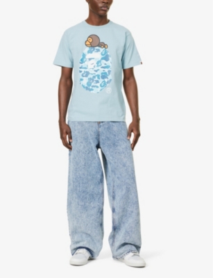 Shop A Bathing Ape Mens Sax Baby Milo Graphic-print Cotton-jersey T-shirt