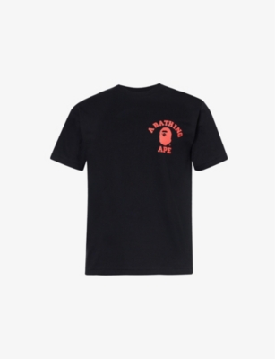A Bathing Ape Mens Black College Cotton-jersey T-shirt