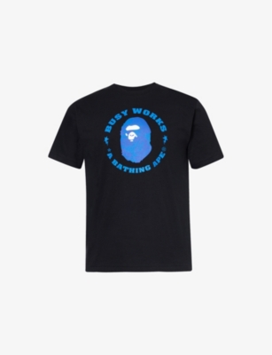 A Bathing Ape Mens Black Camo Cotton-jersey T-shirt