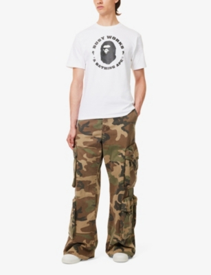 Shop A Bathing Ape Mens  Camo Cotton-jersey T-shirt In White