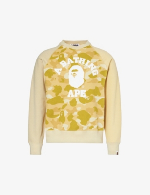 A BATHING APE: Crewneck brand-patch cotton-jersey sweatshirt