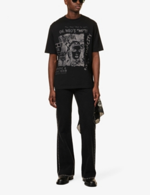 Shop Lanvin Men's Black Brand-print Short-sleeved Cotton-jersey T-shirt
