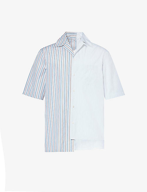LANVIN: Asymmetric-hem striped regular-fit cotton shirt
