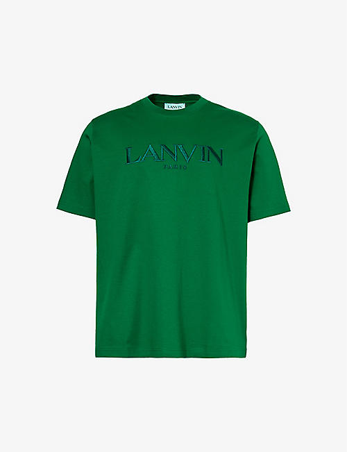 LANVIN: Paris brand-embroidered cotton-jersey T-shirt