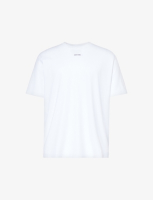 Shop Lanvin Men's Optic White Branded-appliqué Regular-fit Cotton-jersey T-shirt