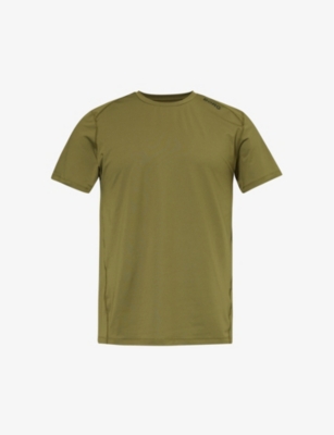 Bjorn Borg Mens Dark Olive Athletic Brand-print Stretch Recycled-polyester T-shirt