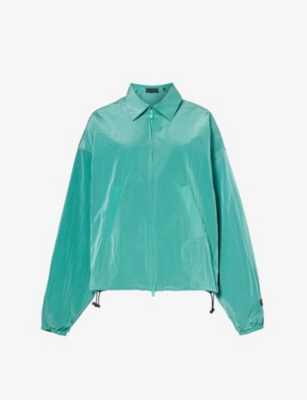 Shop Essentials Fear Of God  Women's Mint Leaf Point-collar Zip-through Shell Bomber Jacket