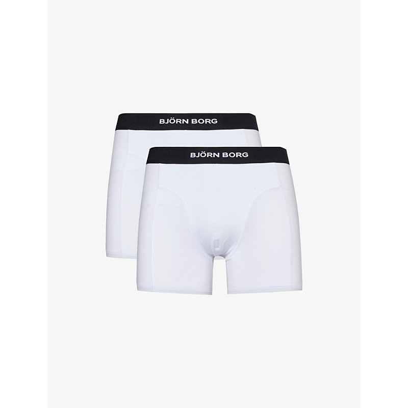 Bjorn Borg Mens Multipack 2 Logo-waistband Pack Of Two Organic Stretch-cotton Boxers