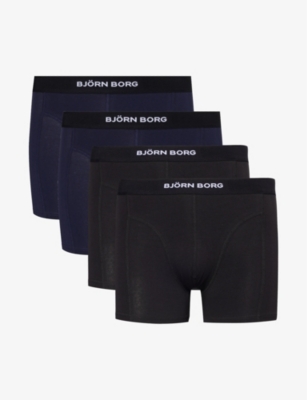 Bjorn Borg Mens Multipack 4 Logo-waistband Pack Of Two Organic Stretch-cotton Boxers