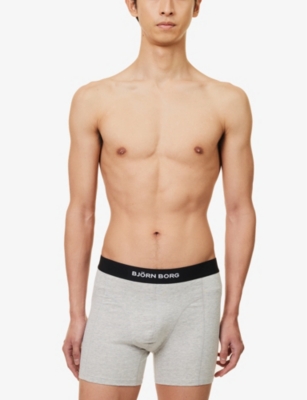 Shop Bjorn Borg Logo-waistband Pack Of Three Organic Stretch-cotton Boxers In Multipack 3