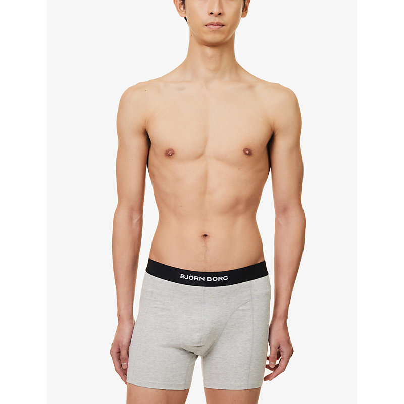 Shop Bjorn Borg Men's Multipack 3 Logo-waistband Pack Of Three Organic Stretch-cotton Boxers