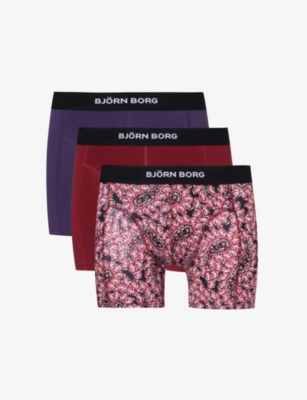 BJORN BORG: Logo-waistband pack of three organic stretch-cotton boxers