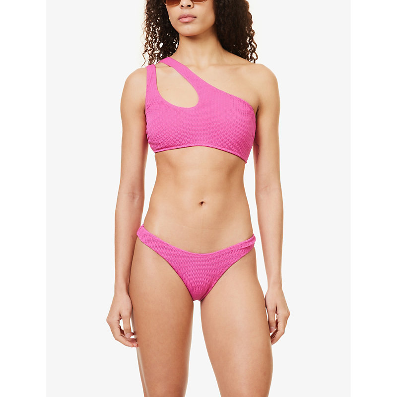 Shop Seafolly Women's Fuchsia Rose Sea Dive Asymmetric-neck Bikini Top