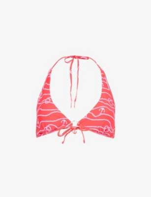 Shop Seafolly Women's Chilli Red Set Sail Stretch Recycled-nylon Bikini Top
