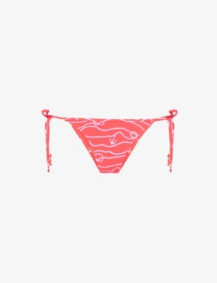 Shop Seafolly Women's Chilli Red Set Sail Graphic-print Bikini Bottoms