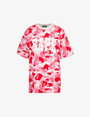Shop A Bathing Ape Women's Pink Camouflage-pattern Relaxed-fit Cotton-jersey T-shirt