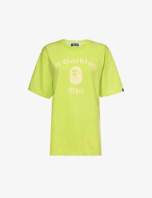 A BATHING APE: Branded-print relaxed-fit cotton-jersey T-shirt