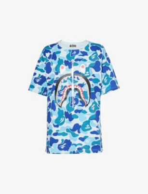 A BATHING APE: Shark camo-print cotton-jersey T-shirt