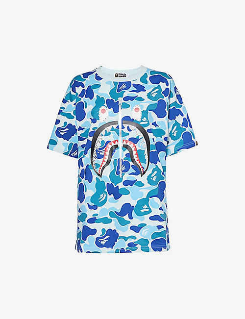 A BATHING APE: Shark camo-print cotton-jersey T-shirt