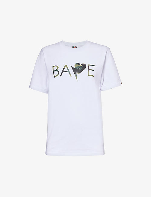 A BATHING APE: Camo Heart logo-print cotton-jersey T-shirt