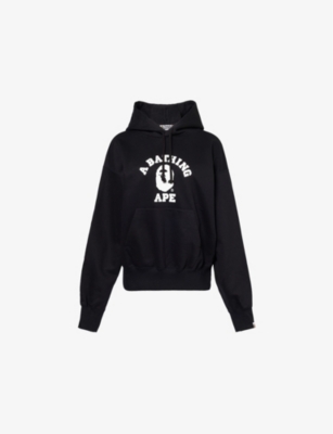 Shop A Bathing Ape College Regular-fit Cotton-jersey Hoody In Black