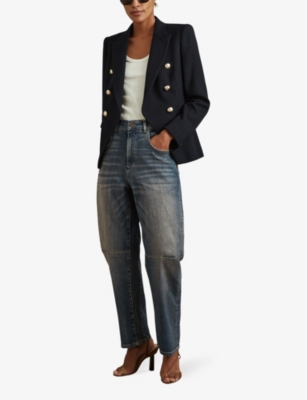 REISS: Mahni barrel-leg mid-rise denim jeans