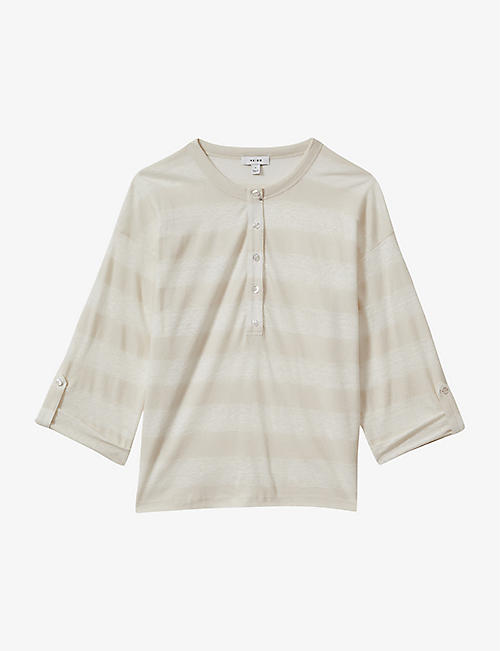 REISS: Olivia stripe-pattern linen and cotton shirt