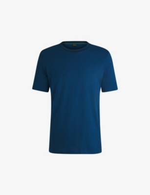 Mens Boss Logo-Embroidered Regular-Fit Cotton T-Shirt