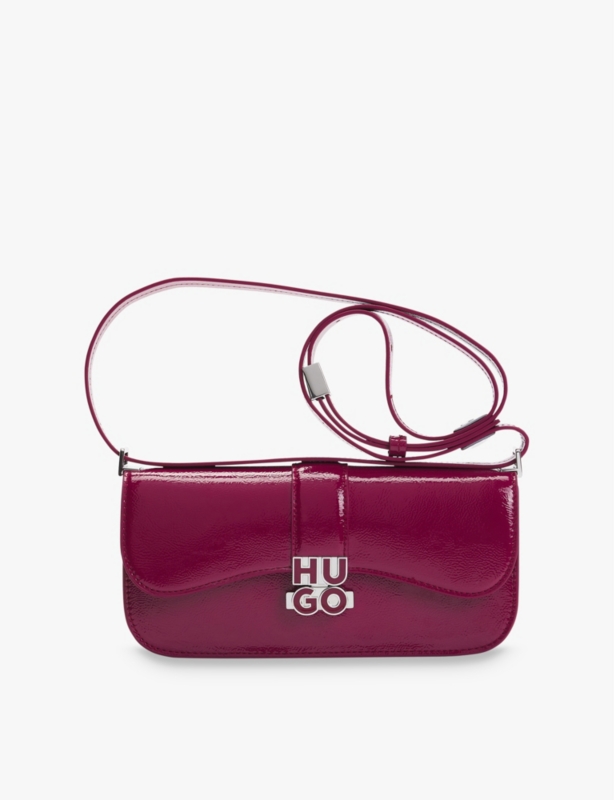 Logo-plaque large faux-leather shoulder bag