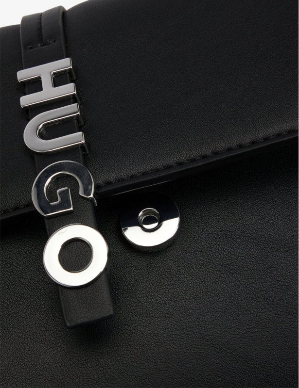Logo-lettering faux-leather clutch bag