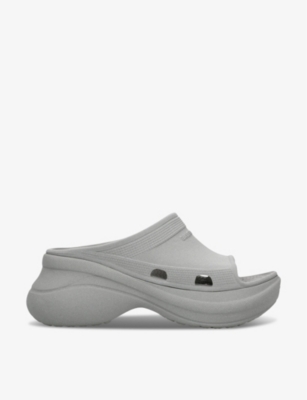 Shop Balenciaga Women's Grey X Crocs Pool Rubber Sliders