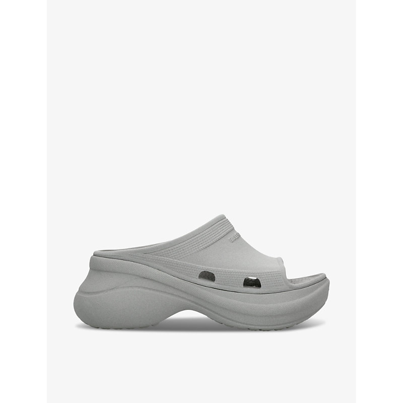 Shop Balenciaga Women's Grey X Crocs Pool Rubber Sliders