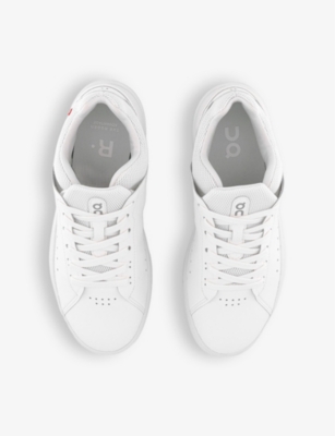 Shop On-running Men's White Undyed The Roger Advantage Faux-leather Low-top Trainers