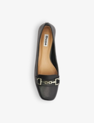 Shop Dune Graice Square-toe Leather Loafers In Black-leather