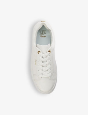 Dune Womens White-leather Eastern Logo-embossed Flatform Leather Low-top Trainers In White-leather