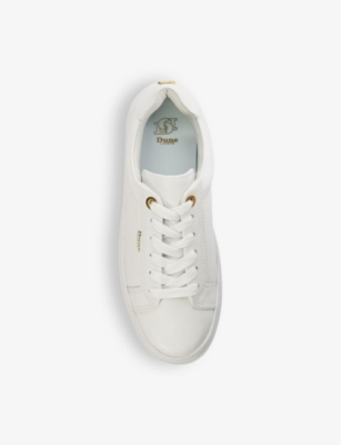 Shop Dune Women's White-leather Eastern Logo-embossed Flatform Leather Low-top Trainers