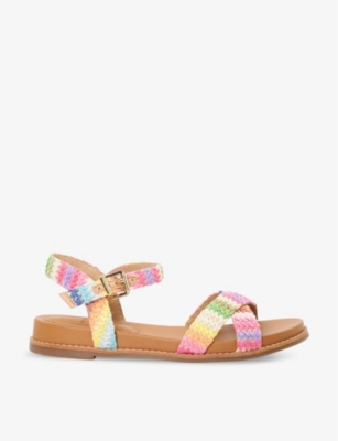 Shop Dune Women's-synthetic Lassey Crossover-strap Woven Sandals In Multi-synthetic