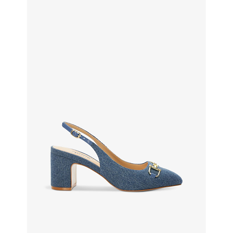 Dune Womens Blue-denim Fabric Choices Slingback Woven Courts