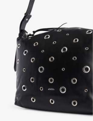 Shop Isabel Marant Leyden Rivet-embellished Leather Bag In Black