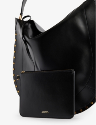 Isabel Marant Womens Black Oskan Hobo Leather Shoulder Bag In Black